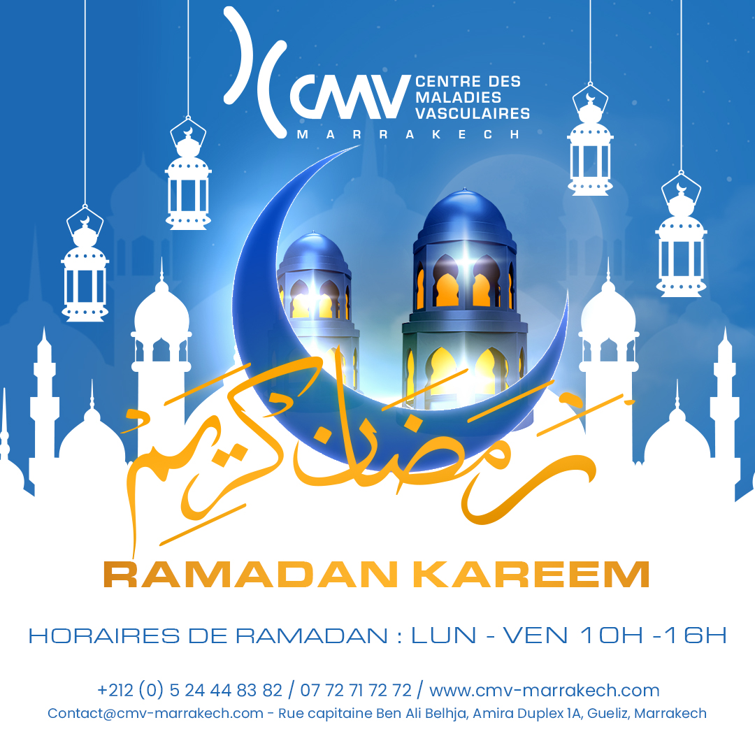 Affiche Ramadan Kareem du Centre des Maladies Vasculaires de Marrakech